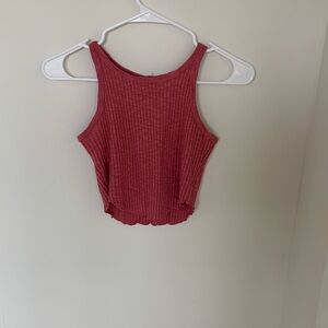 Cute pink curved bottom cropped tank top